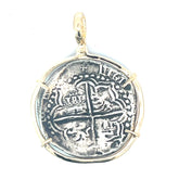14k Two Tone Large Coin Frame Atocha Copy Pendant